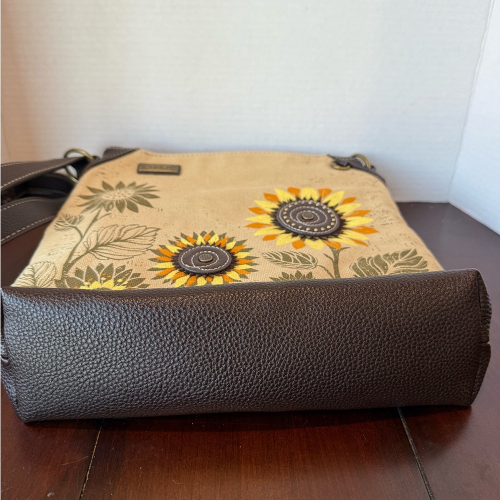 Chala Sunflower Canvas and Brown Leather Women's Bag